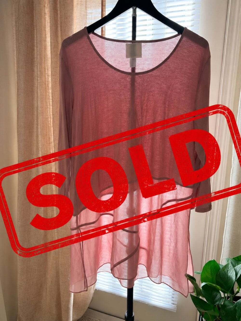 3 for $9 Wayne Layers Soft Pink Sheer and Tee top boho flowy M